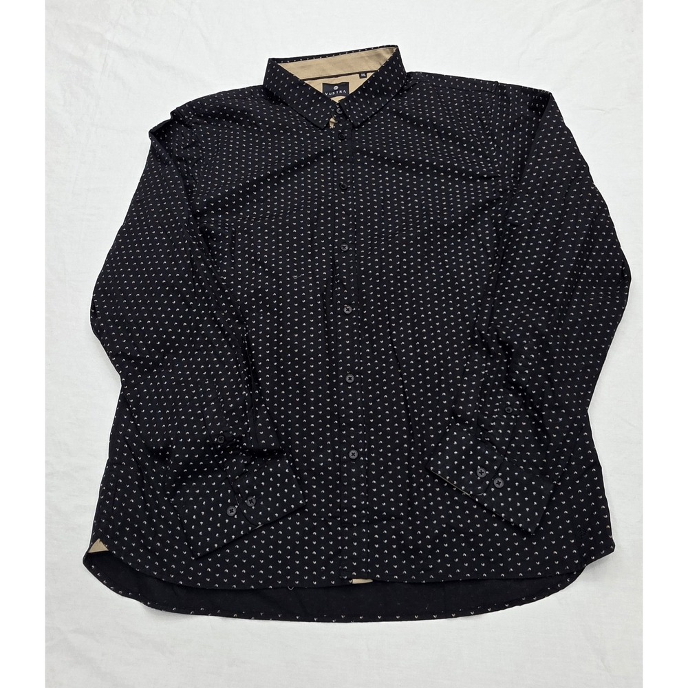 Vustra Men's Geometric‎ Print Blue Button Down 100% Organic Cotton Shirt Sz XXL
